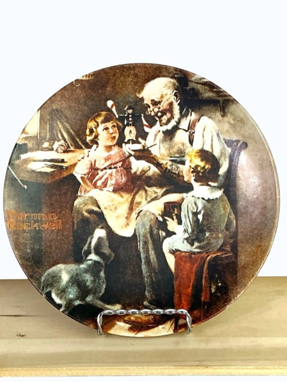 Toymaker Vintage Plate Norman Rockwell Hand Made in USA 1977 Porcelain 8.25” - Picture 12 of 16
